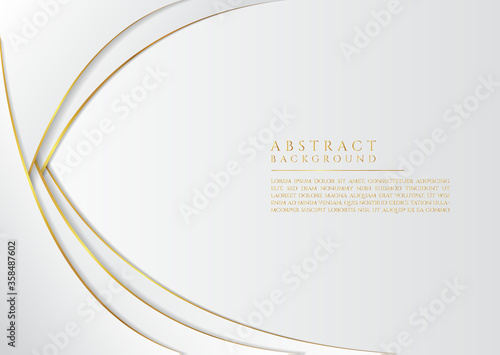 Abstract curve shape luxury design white color clean styel gold metallic