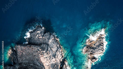 aerial photo of rocky coast