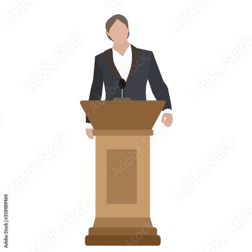 Image of a man behind the podium. Vector image, eps 10