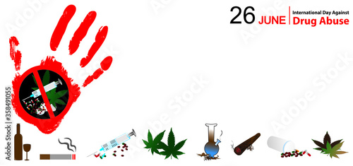 Vector Illustration Concept Art Advertisemen for The International Day Against Drug Abuse And Illicit Trafficking on June 26.,
Free space photo