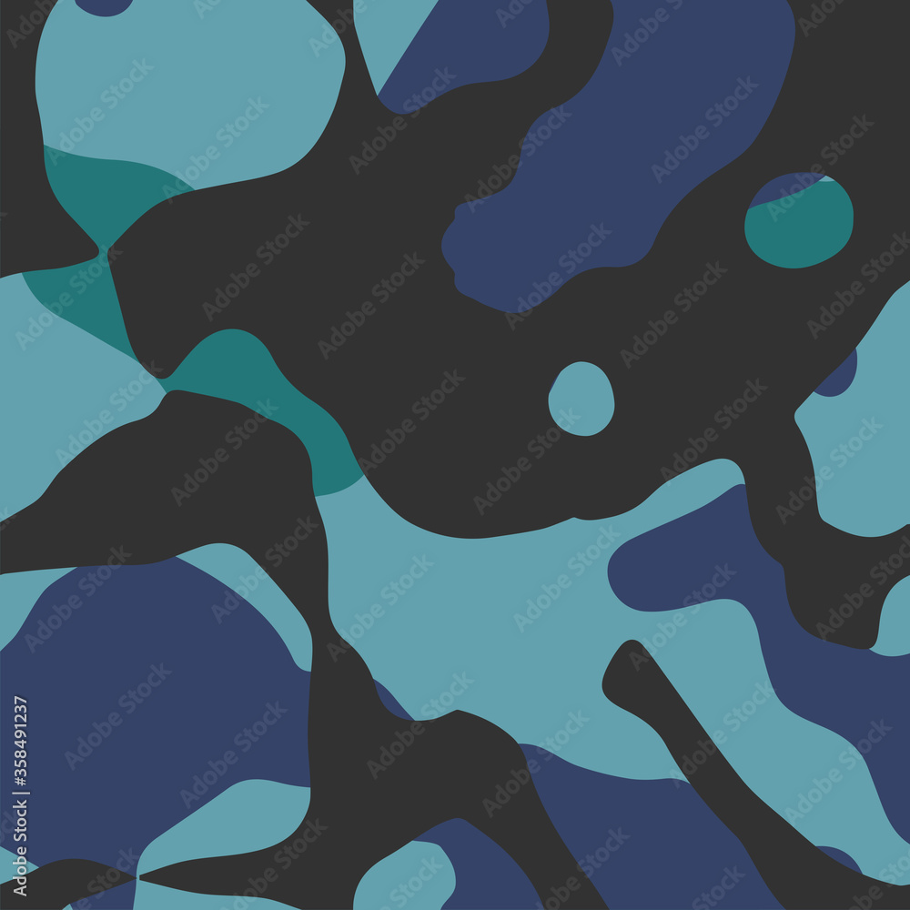 Blue camouflage seamless pattern. Military background. Vector illustration. EPS 10. Blue camouflage seamless pattern. Military background. Vector illustration. EPS 10.
