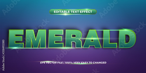 Text effect in 3d Emerald words font styles theme editable metal gradient green color concept