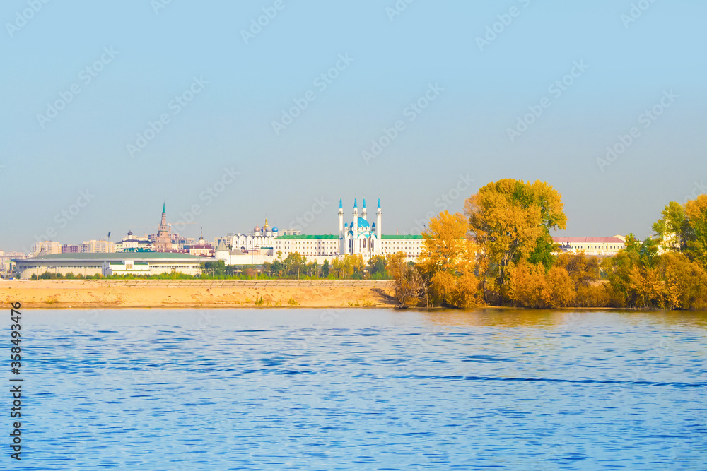 Kazan Kremlin autumn view from the Volga river, Russia