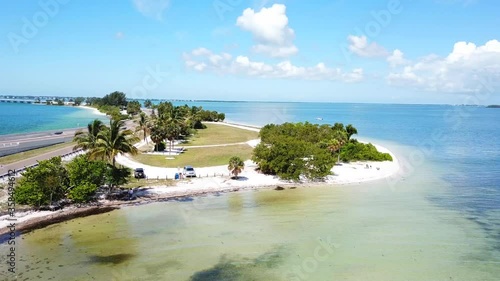 Captiva island bridge beach aerial shot. Summer, Florida, ocean, travel, vacation. photo