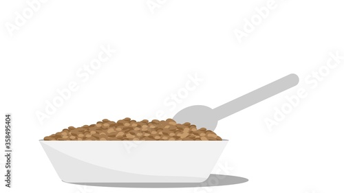 Image of a bowl of buckwheat porridge. Vector image, eps 10