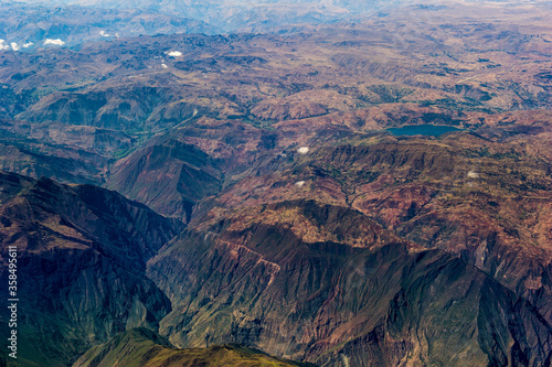 It's Aerial view of the mountains of Peru