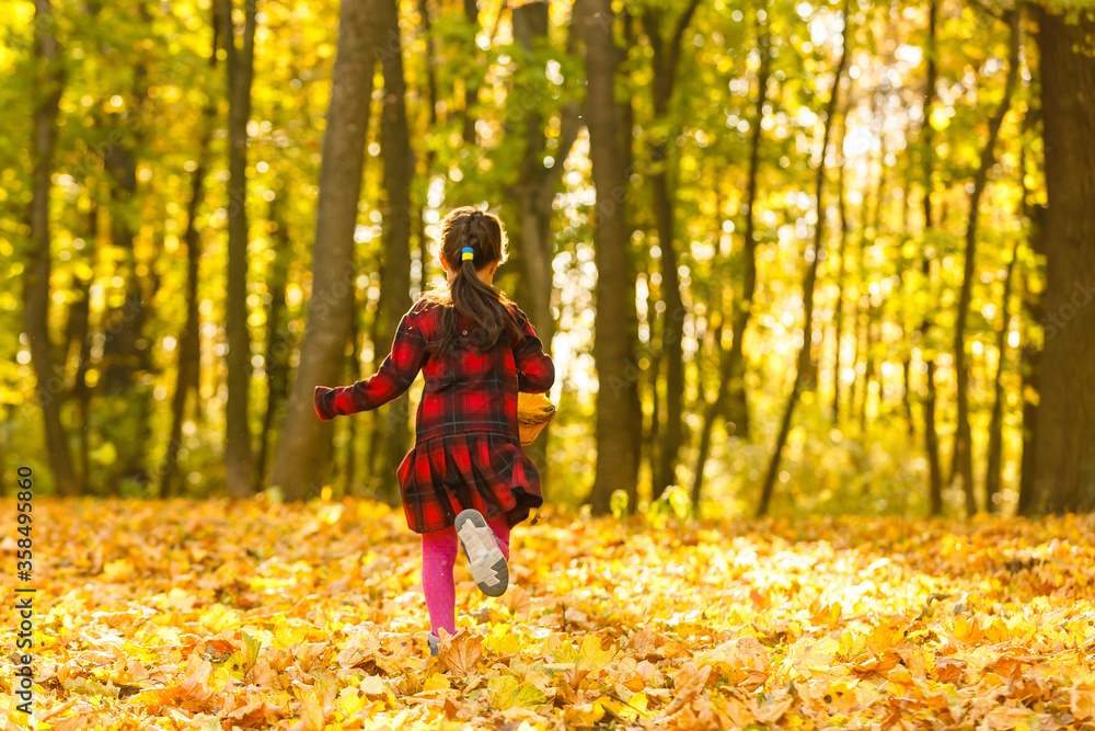 Beautiful little girl with autumn leaves outdoors Beautiful little girl with autumn leaves outdoors