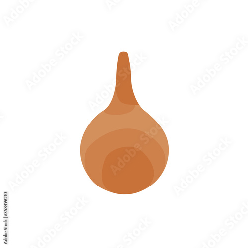 Rubber medical enema sign isolated on white background, flat style. Orange ear syringe, vector illustration.
