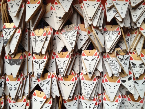 Votive tablets for writing wishes on, Fushimi Inari Shrine. photo