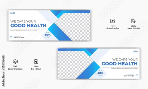 Medical healthcare center social media post instagram story facebook cover page timeline web ad banner template design