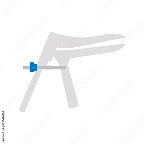 Plastic vaginal speculum isolated on white background vector illustration in flat style. Gynecology instruments icon in cartoon. Pregnancy symbol gynecological mirror for your promotional materials.