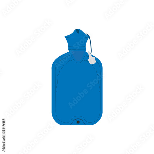 Medical blue rubber hotty, cartoon vector icon isolated on white background warmer vector icon. Hot water bottle or bag, vector illustration in flat style.