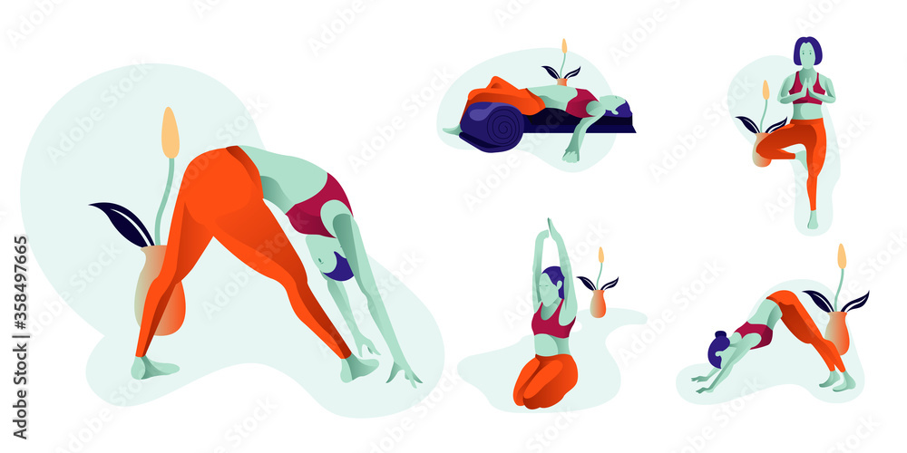 Vector Illustration Yoga Exercise Movements Vector Illustration Yoga Exercise Movements