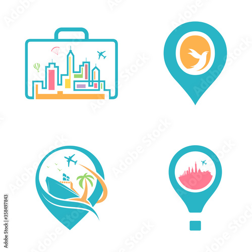Summer travel vacation vector logo concept illustration. Colorfull graphic. Vector illustration Eps.8 Eps.10