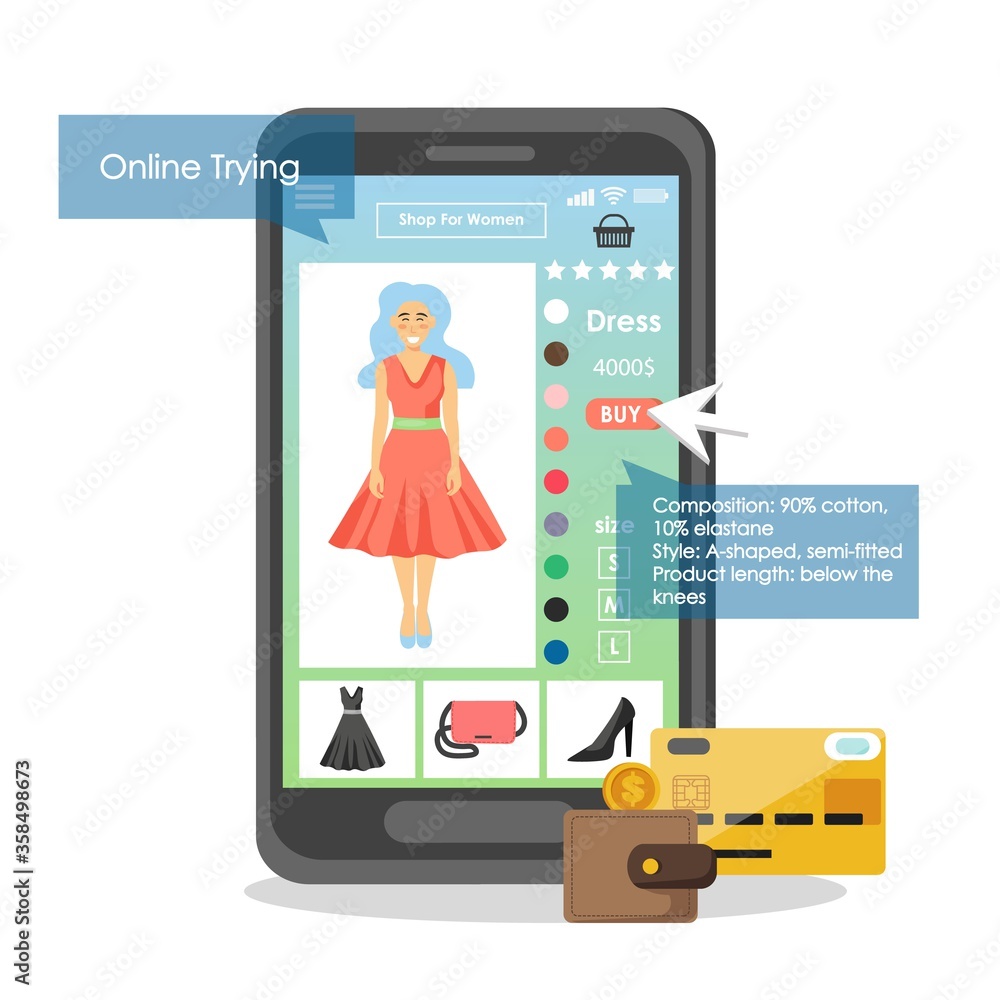 Online store application, vector flat style design illustration Online store application, vector flat style design illustration
