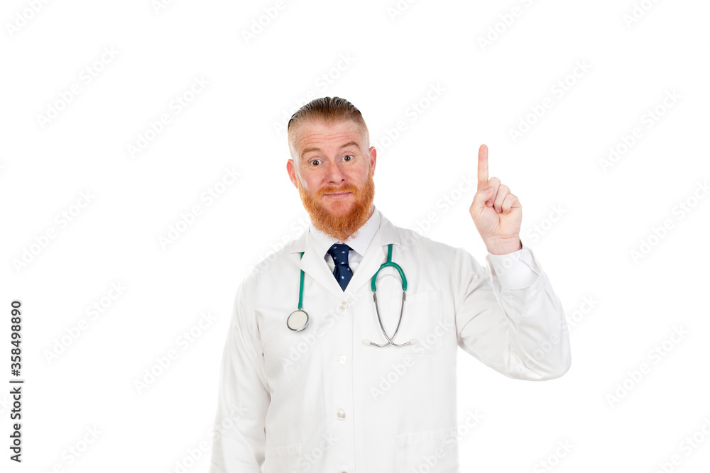 Redhead doctor with a medical gown Redhead doctor with a medical gown