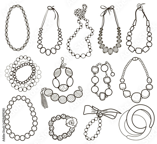 collection of gold jewelery with precious stones (vector illustration)