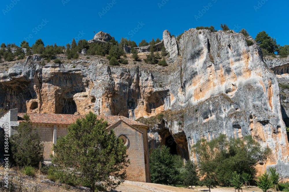 Templar hermitage of San Bartolome and natural park of the Cañon del Rio Lobos in Soria