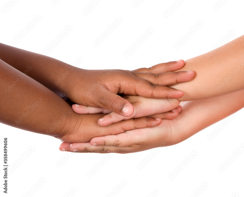 Hands of different races together Hands of different races together