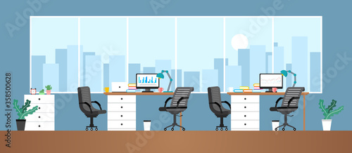 office work room for employees or contacts working in educational business firms