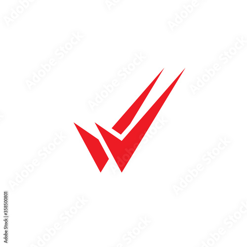 Valid Seal icon. Red double tick. Flat done sticker icon. Isolated on white.