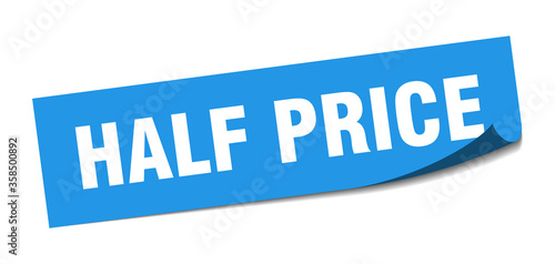half price sticker. half price square isolated sign. half price label