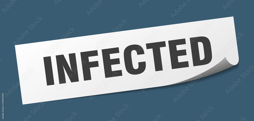 infected sticker. infected square isolated sign. infected label