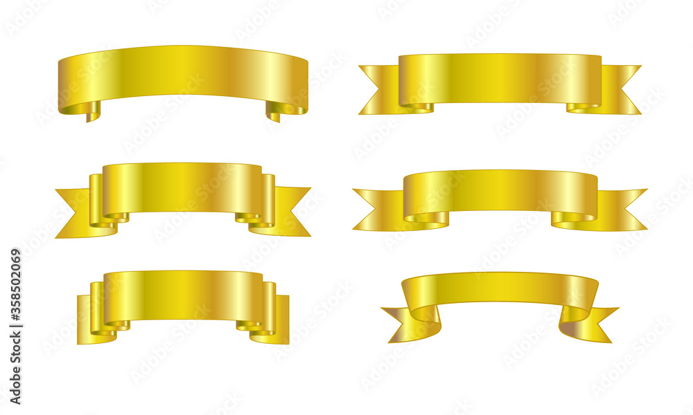 金色のバナー（立体）のセット