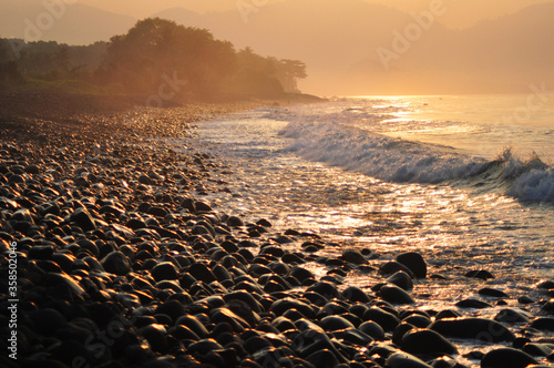 Sunrise in the stone beach