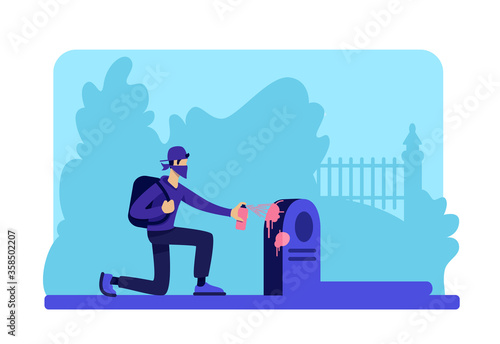 Vandalism flat color vector illustration