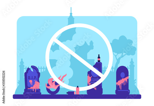 Stop vandalism flat color vector illustration