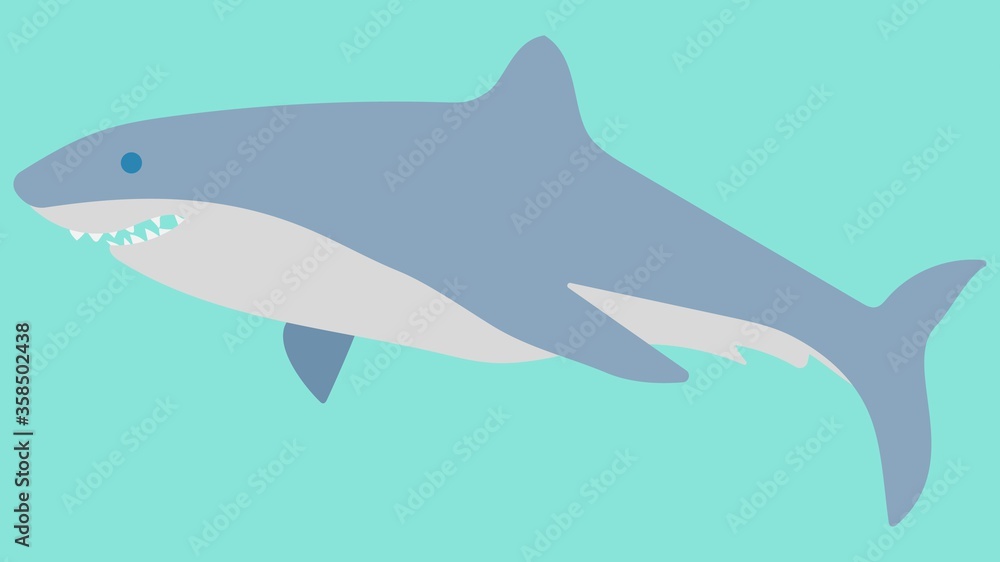 Image of a shark on a blue background. Vector image, eps 10 Image of a shark on a blue background. Vector image, eps 10