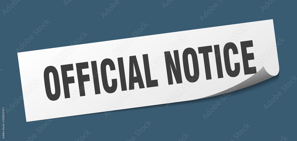 official notice sticker. official notice square isolated sign. official notice label