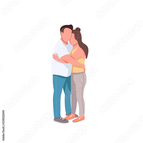 Boyfriend and girlfriend flat color vector faceless characters