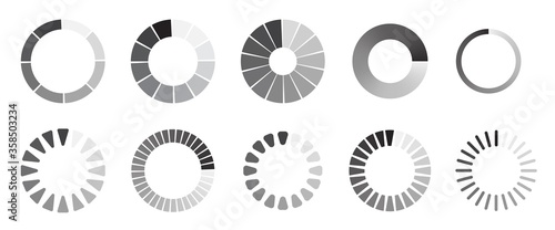 Circle loader collection. Round progress bar for web and application ui. Loading indicator icon set