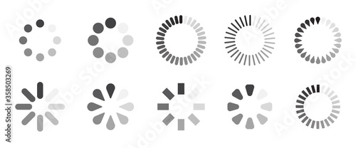 Circle loader collection. Round progress bar for web and application ui. Loading indicator icon set