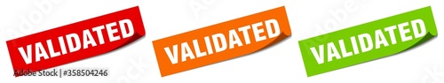 validated sticker. validated square isolated sign. validated label