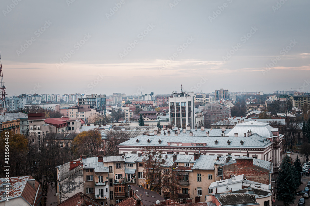 View of the city of Ivano Frankivsk. Panorama of the city