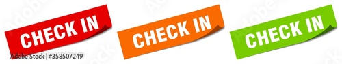 check in sticker. check in square isolated sign. check in label