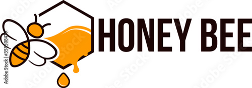 honey vector logo with bee design for company