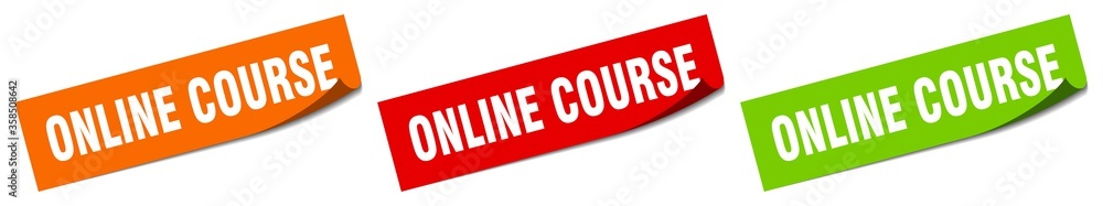 online course sticker. online course square isolated sign. online course label online course sticker. online course square isolated sign. online course label