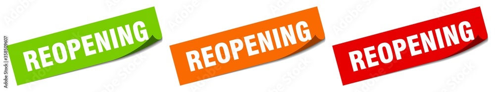 reopening sticker. reopening square isolated sign. reopening label reopening sticker. reopening square isolated sign. reopening label