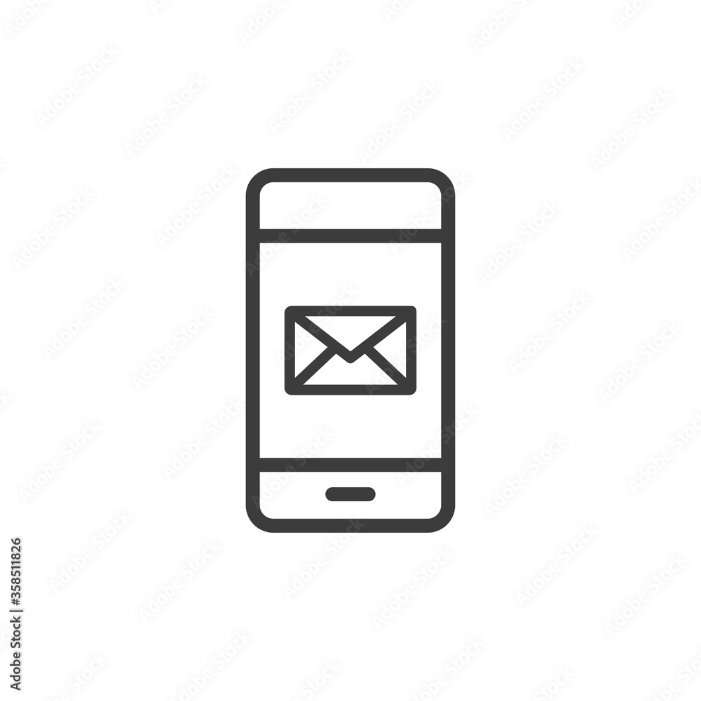 Phone with message icon on white background. Phone with message icon on white background.