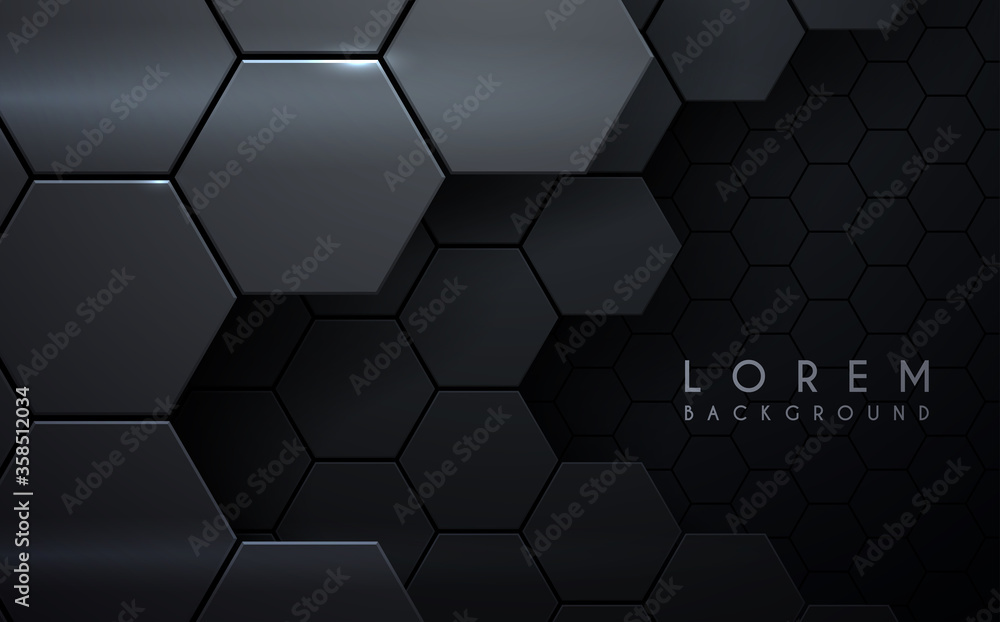 Abstract metal hexagon layers background