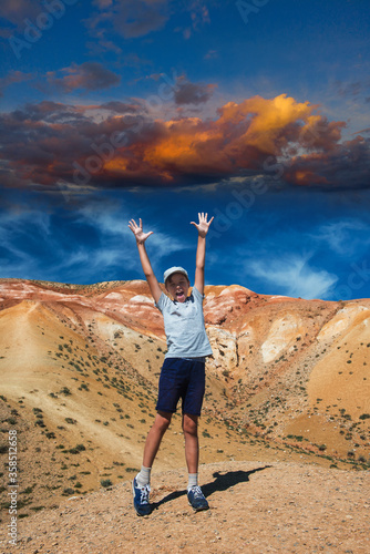 Teen boy in valley of Mars ...