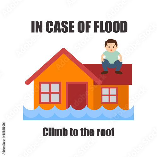 flood awareness for flood safety procedure concept. vector illustration