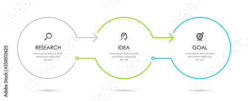 Vector Infographic thin line design with icons and 3 options or steps. Infographics for business concept.