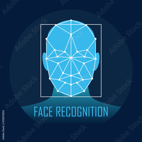 human face recognition scanning system. vector illustration
