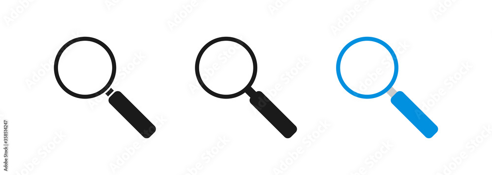 Magnifying icon isolated set in flat style. Vector illustration for web Magnifying icon isolated set in flat style. Vector illustration for web