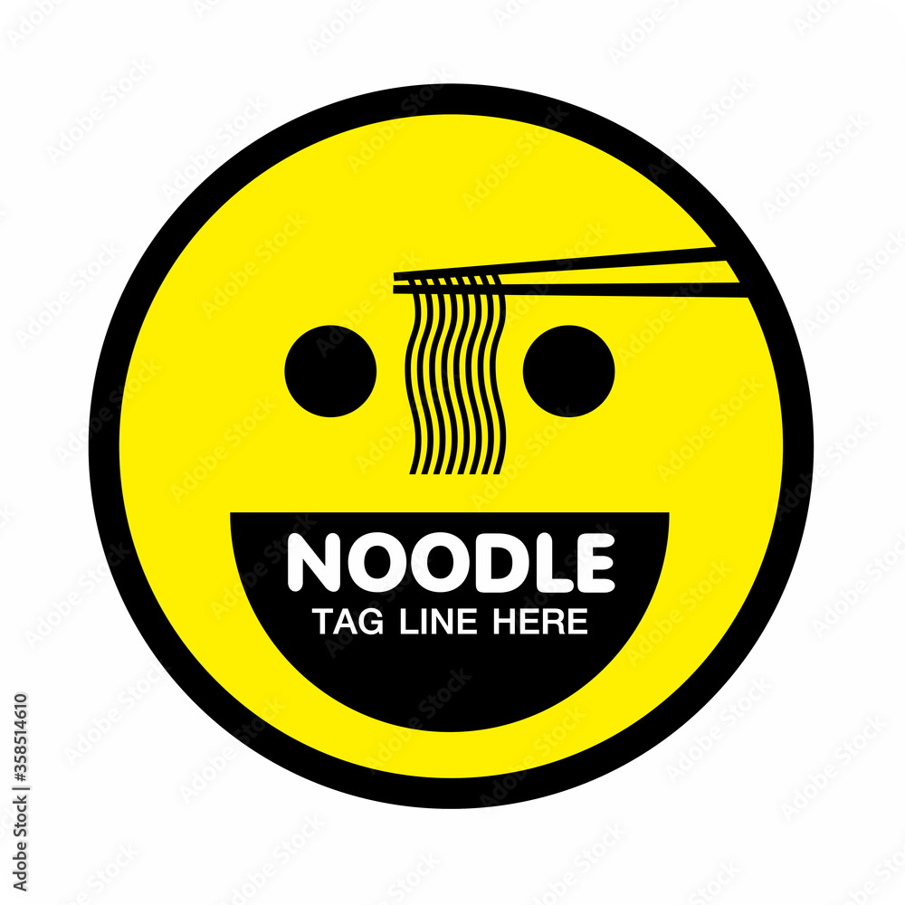 Noodle smile logo , Emoji face cartoon Smile icon Logo Vector Stock